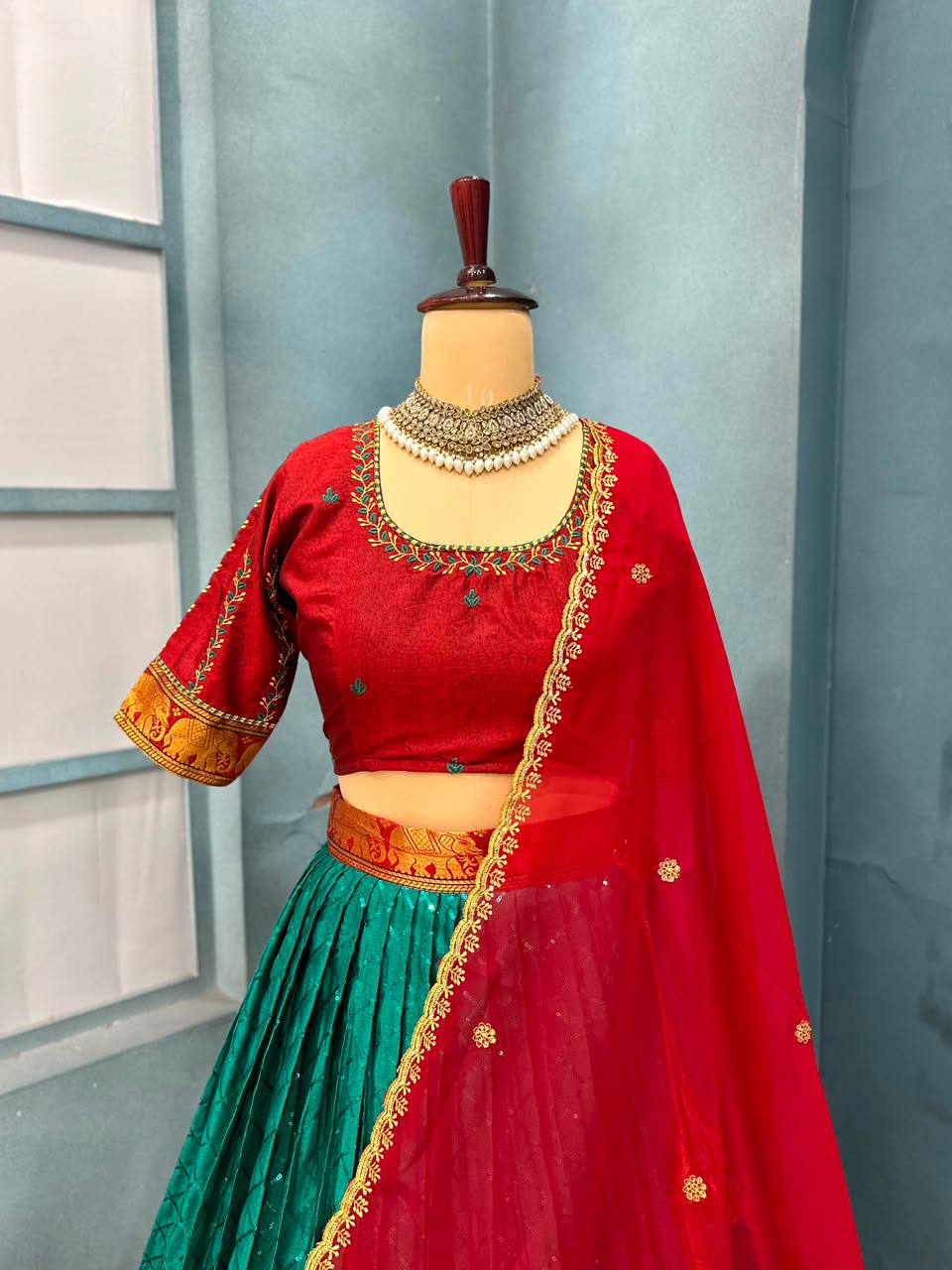 Festival Special Pure Narayanpet Cotton Silk Lehenga Half Saree Set
