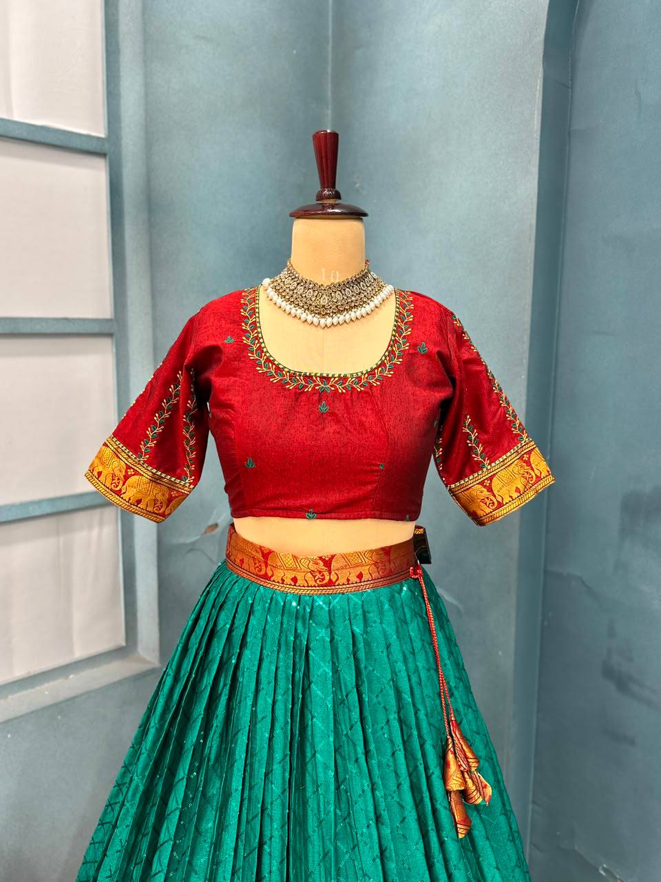 Festival Special Pure Narayanpet Cotton Silk Lehenga Half Saree Set