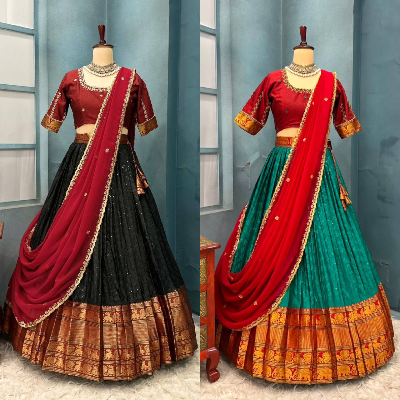 Festival Special Pure Narayanpet Cotton Silk Lehenga Half Saree Set