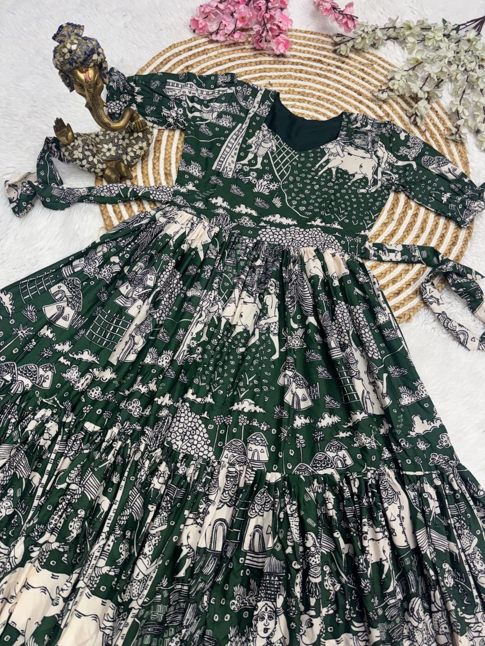 Muslin Cotton 2-Layer Printed Stylish Ethnic Dress (Available in Sizes S to XXXL)