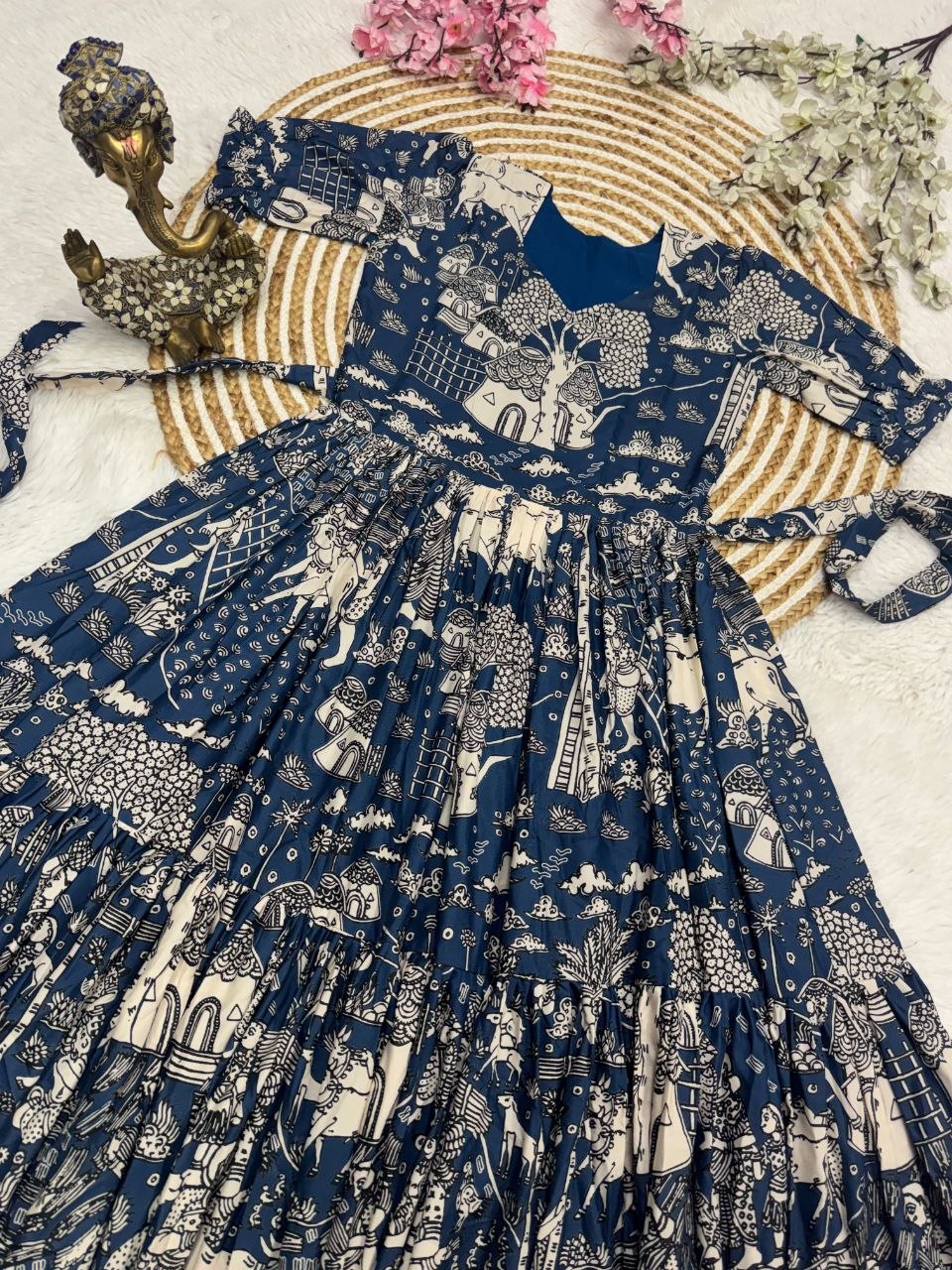 Muslin Cotton 2-Layer Printed Stylish Ethnic Dress (Available in Sizes S to XXXL)