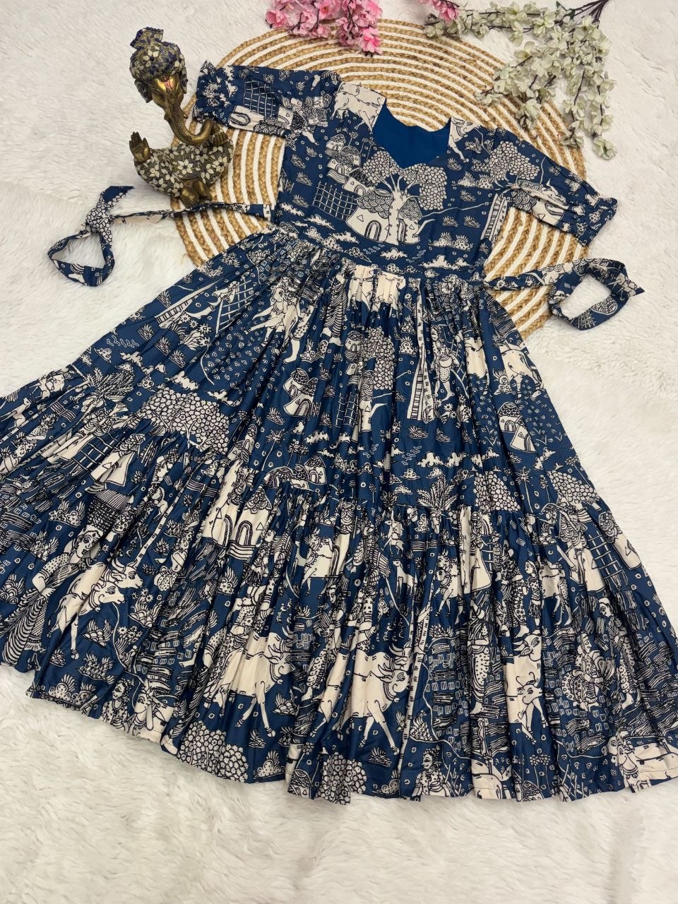 Muslin Cotton 2-Layer Printed Stylish Ethnic Dress (Available in Sizes S to XXXL)