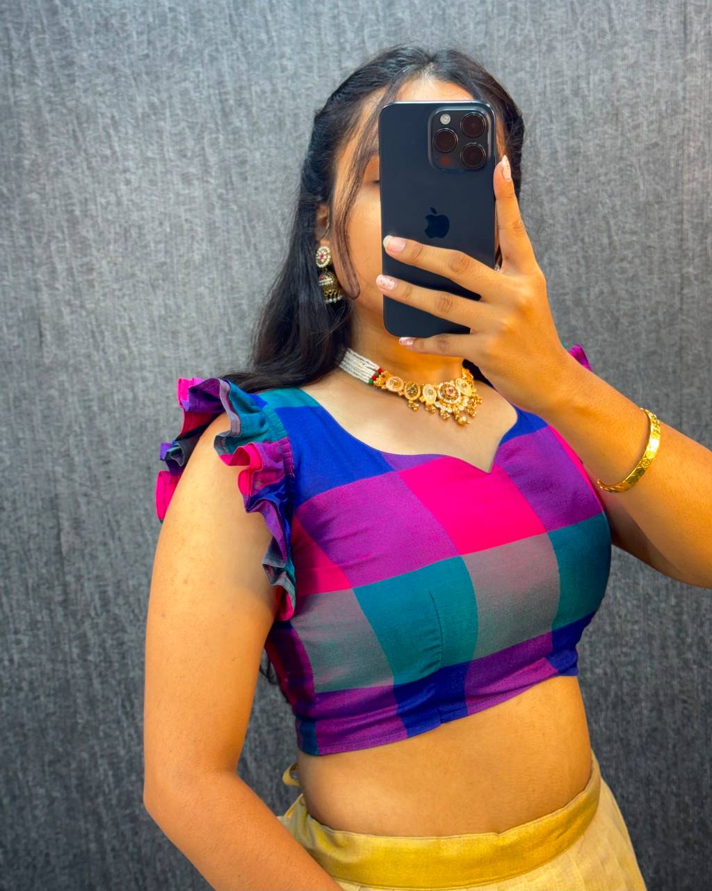 Designer Original Kerala Pattu Gown with Madras Cotton Silk Chex Border, Micro Lining, 43+ Length, Multiple Sizes (S to 3XL)