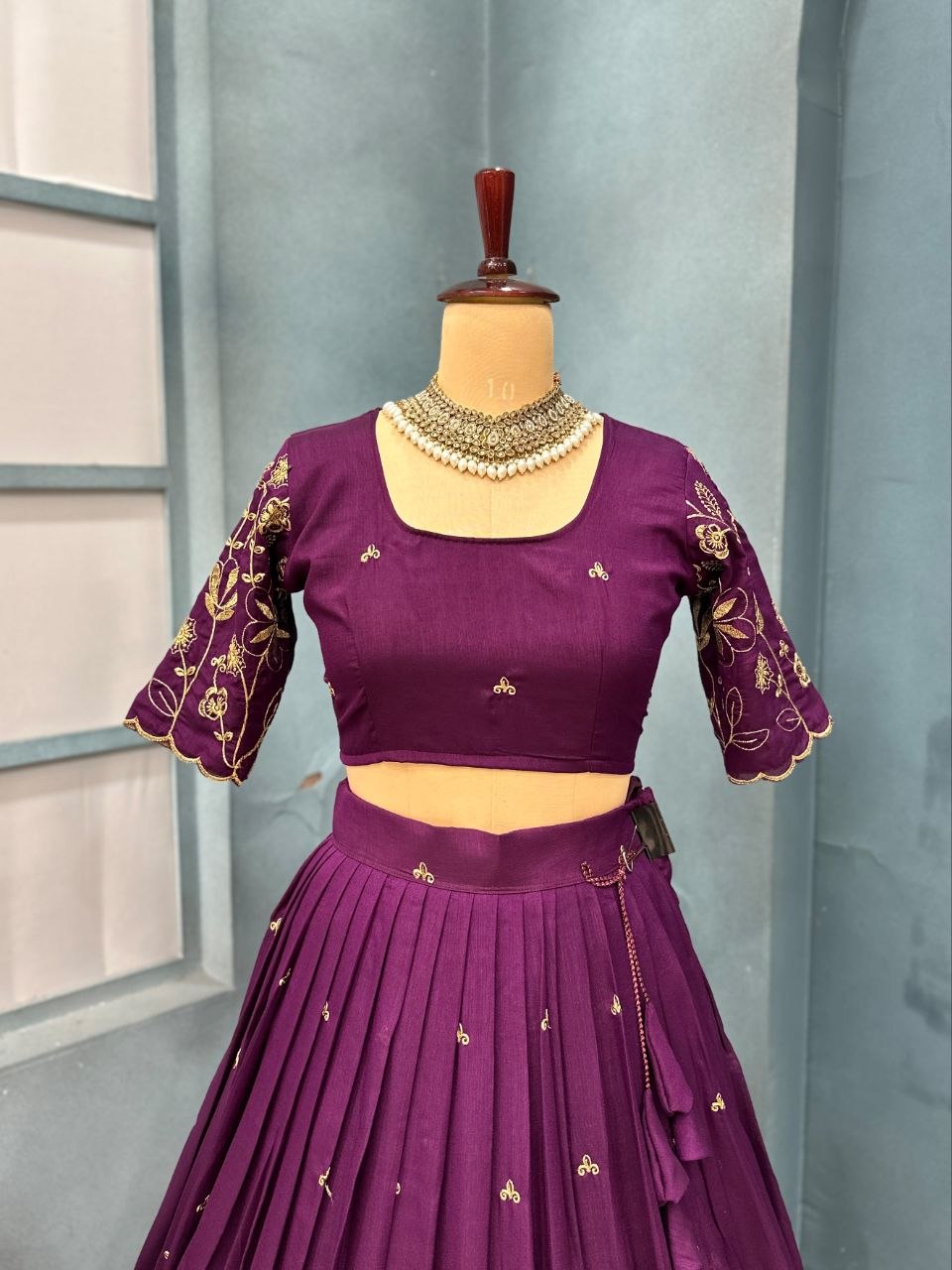 Floral Vichitra Silk Lehenga Set with Blush Pink Dupatta