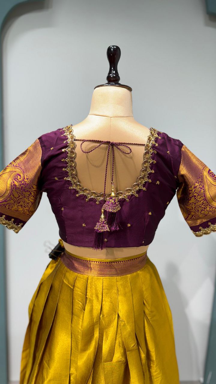 Kanjivaram Silk Designer Maggam Work Semi-Stitched Lehenga Set