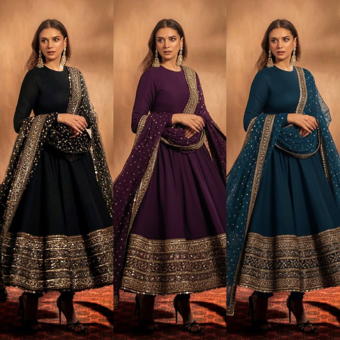 Heavy Embroidery Thread Work Gown Collection