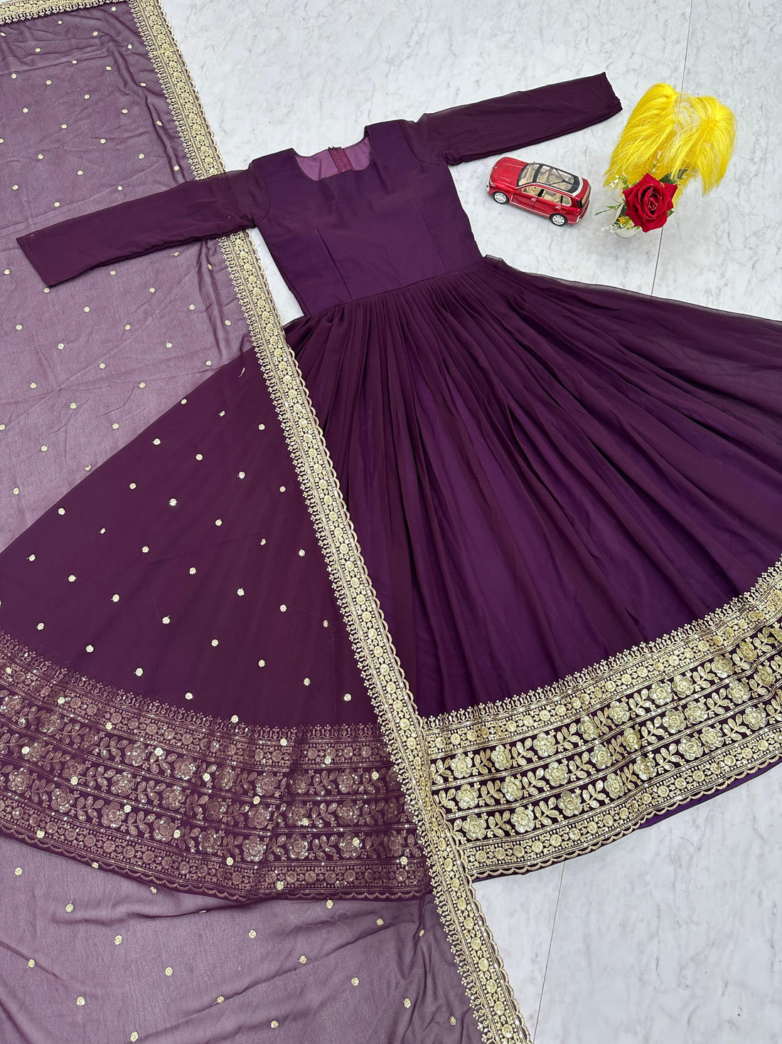 Heavy Embroidery Thread Work Gown Collection