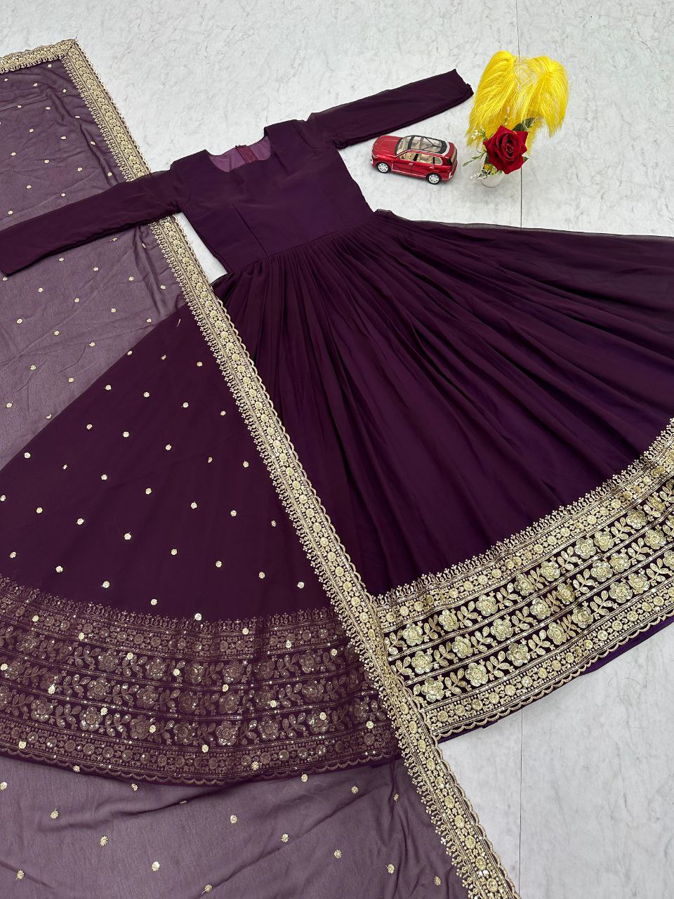 Heavy Embroidery Thread Work Gown Collection