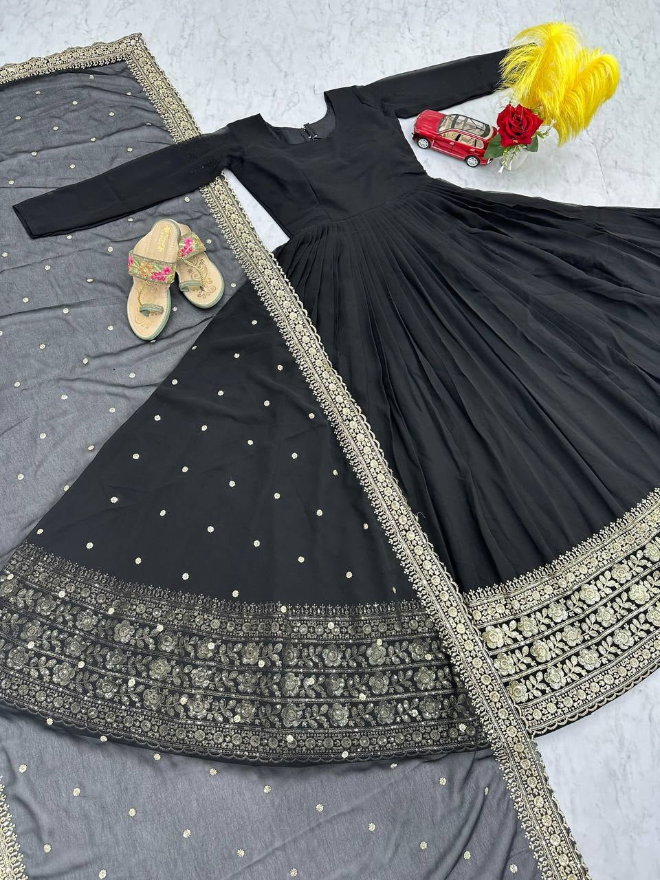 Heavy Embroidery Thread Work Gown Collection