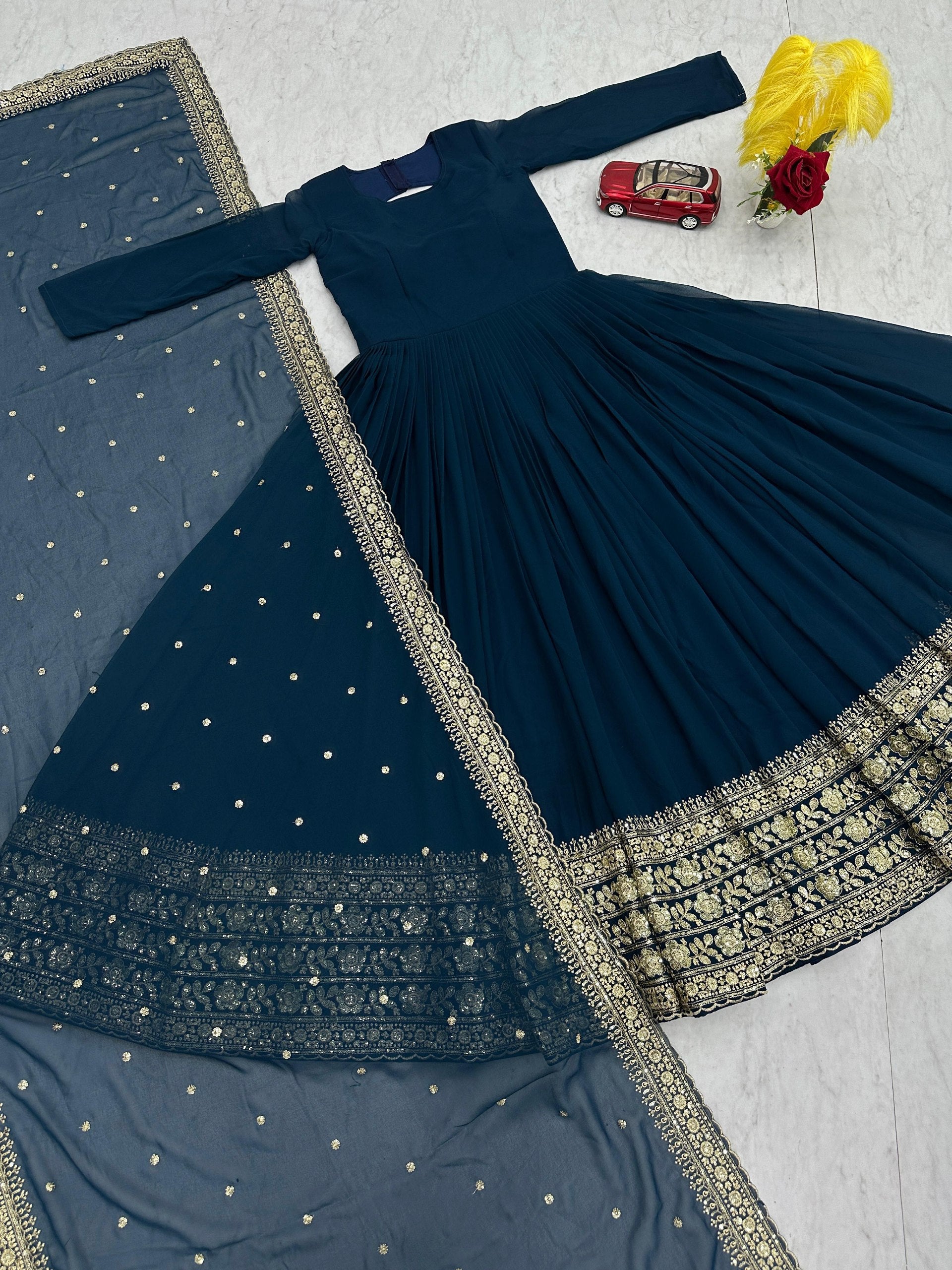 Heavy Embroidery Thread Work Gown Collection