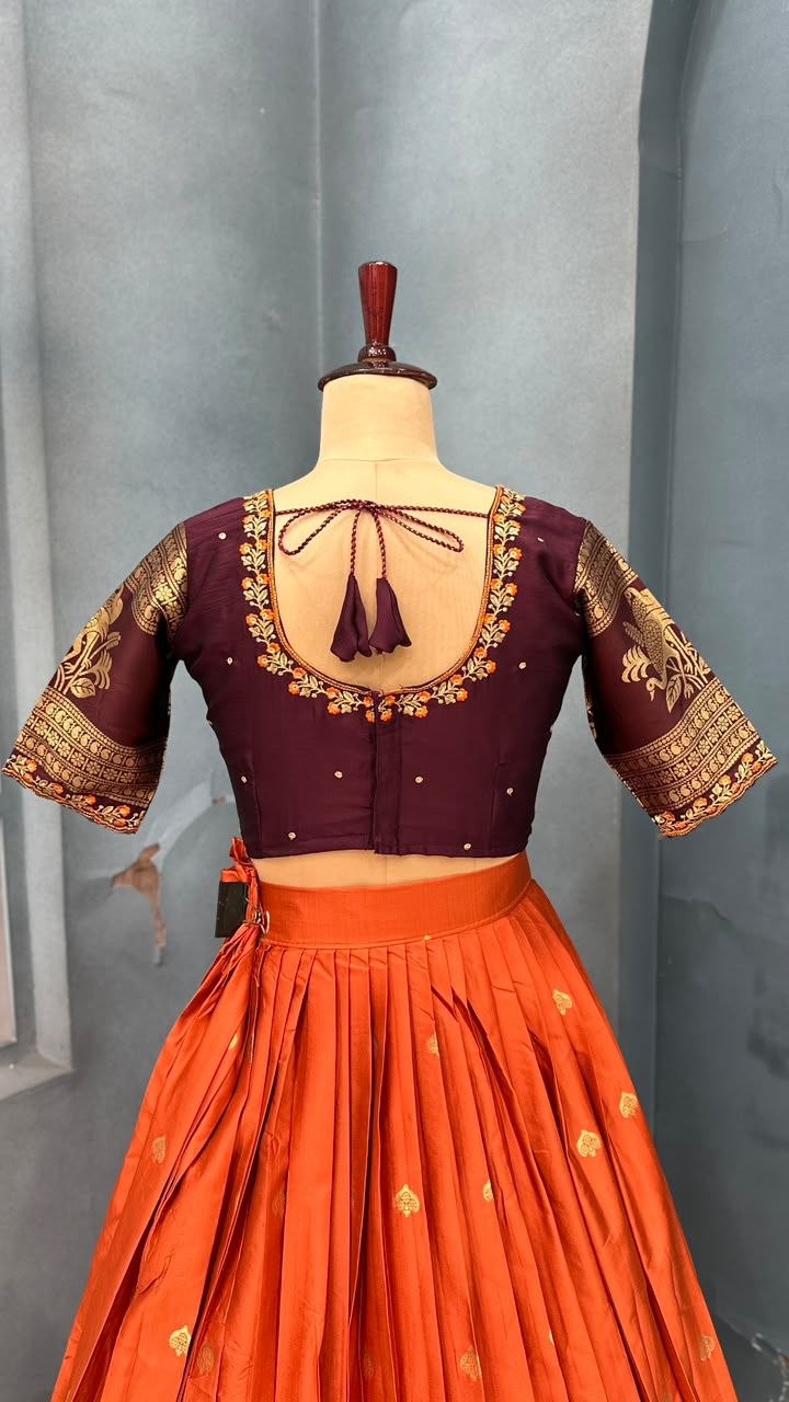 Exclusive Pure Kanjivaram Silk Stitched Lehenga Set with Designer Embroidery Blouse & Dupatta