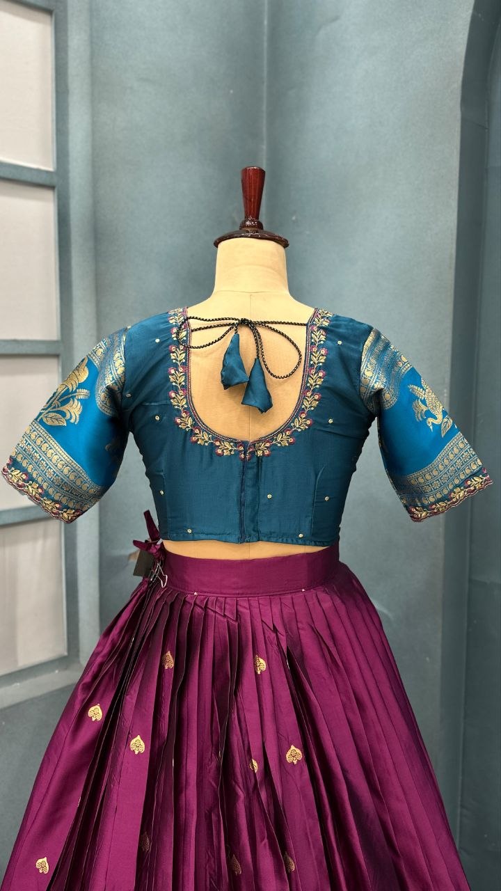Exclusive Pure Kanjivaram Silk Stitched Lehenga Set with Designer Embroidery Blouse & Dupatta