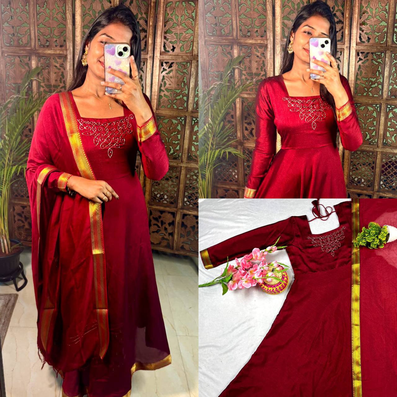 Hand Work Maxi With Duppata