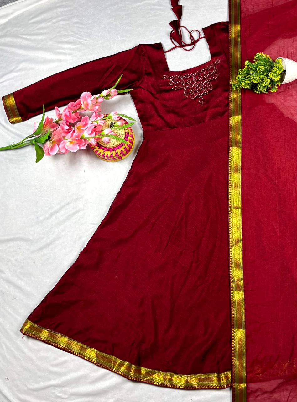 Hand Work Maxi With Duppata