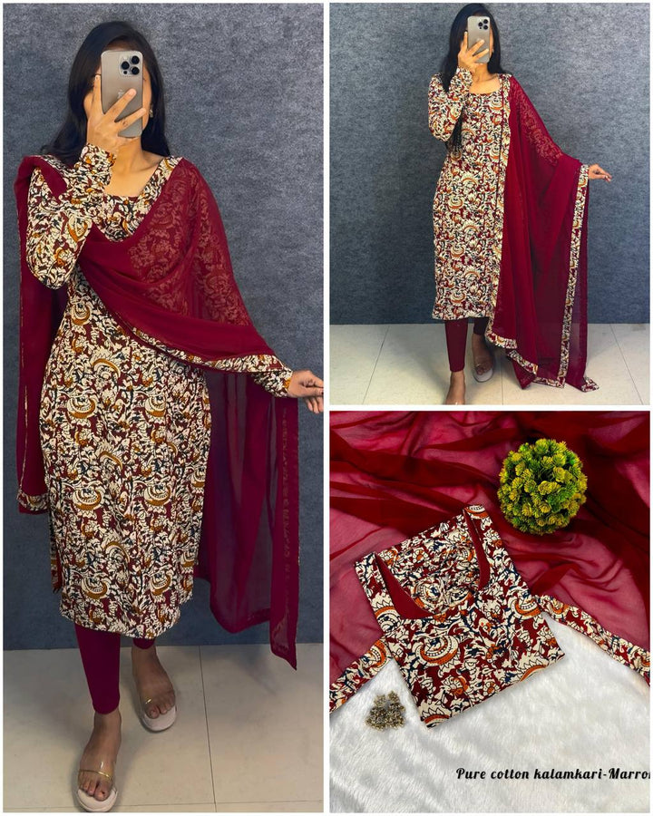 Pure Cotton Kalamkari Kurti Set