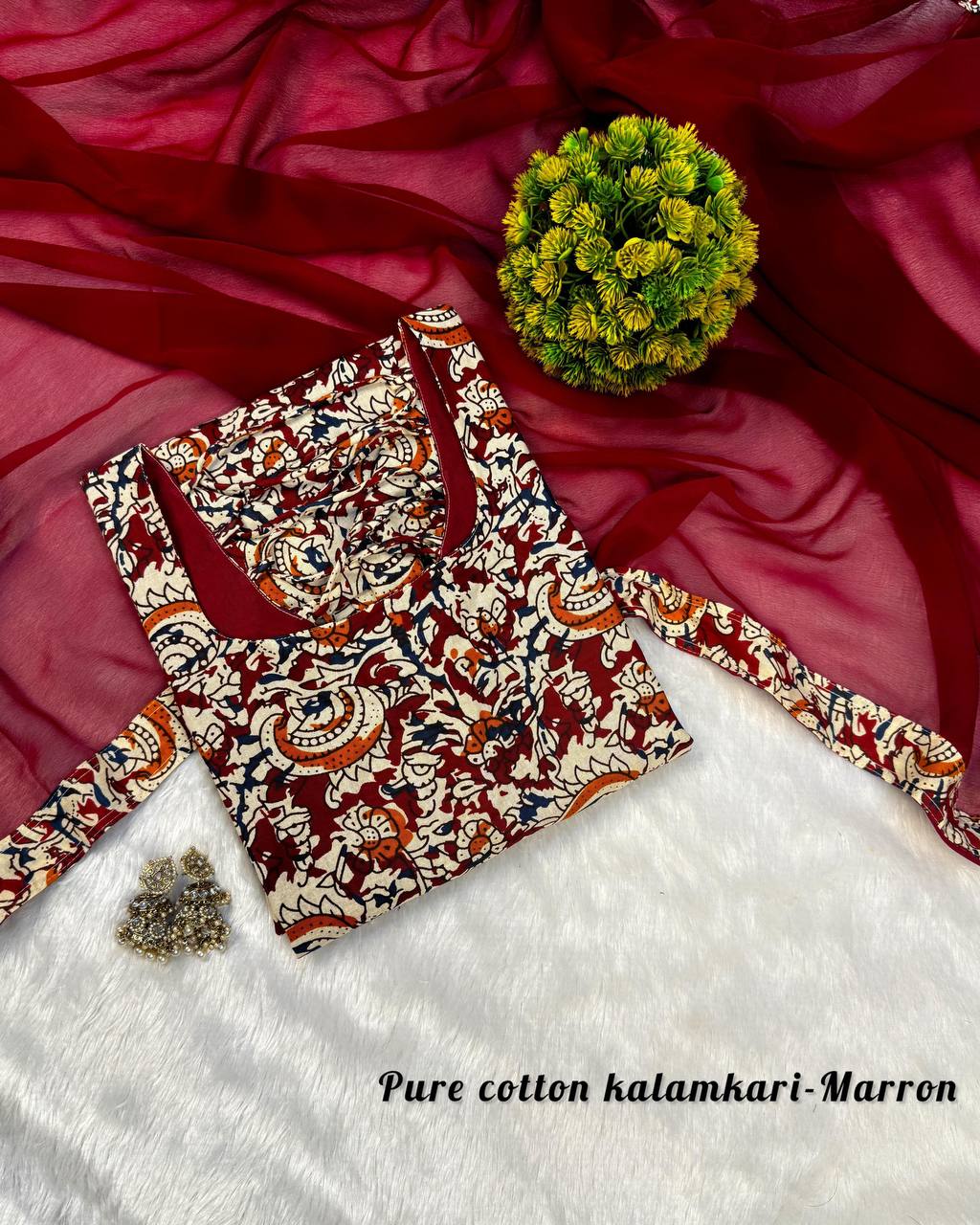 Pure Cotton Kalamkari Kurti Set