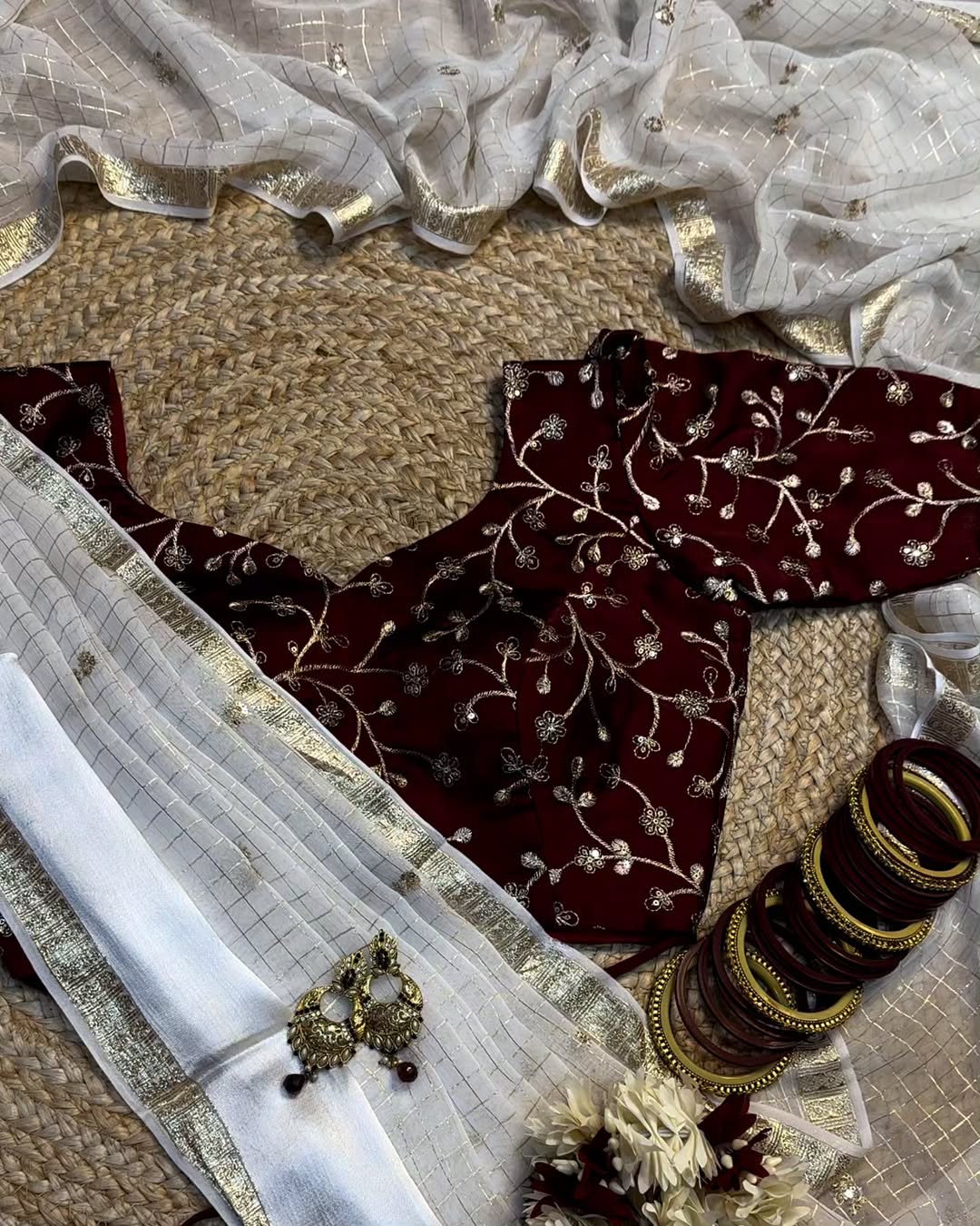 Pure viscose georgette saree with embroidered blouse