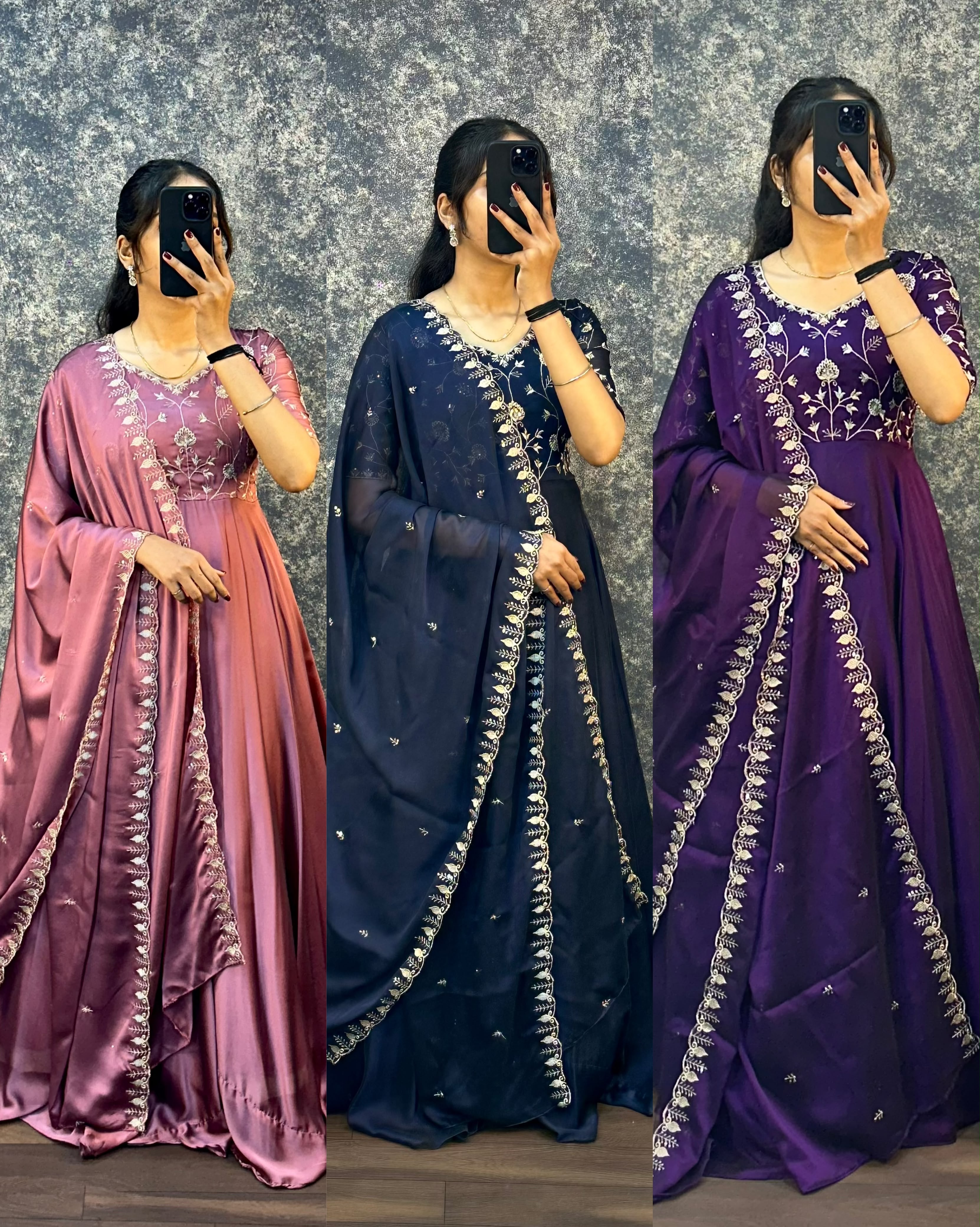 Ambika Silk Embroidered Festival Gown With Duppata