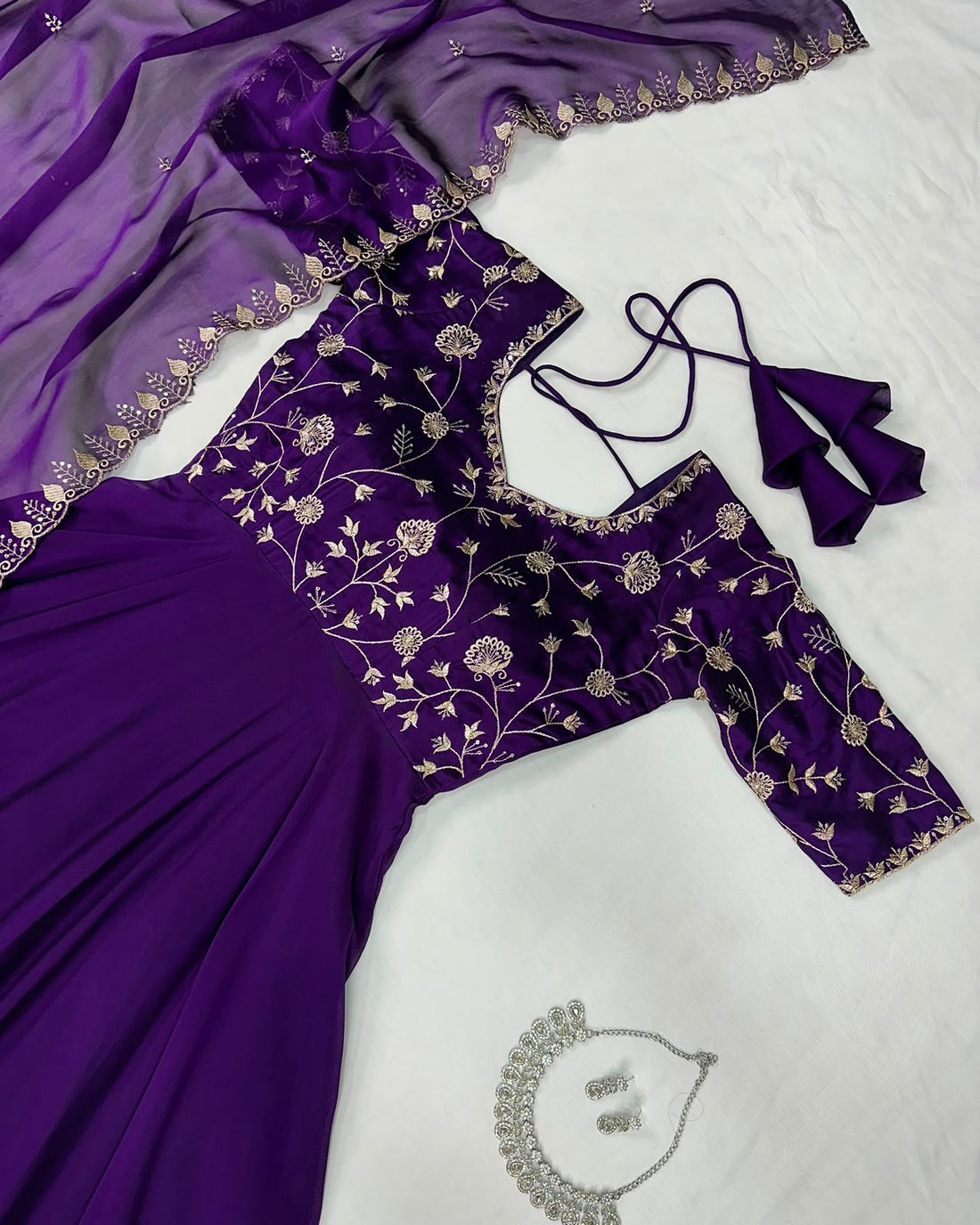 Ambika Silk Embroidered Festival Gown With Duppata