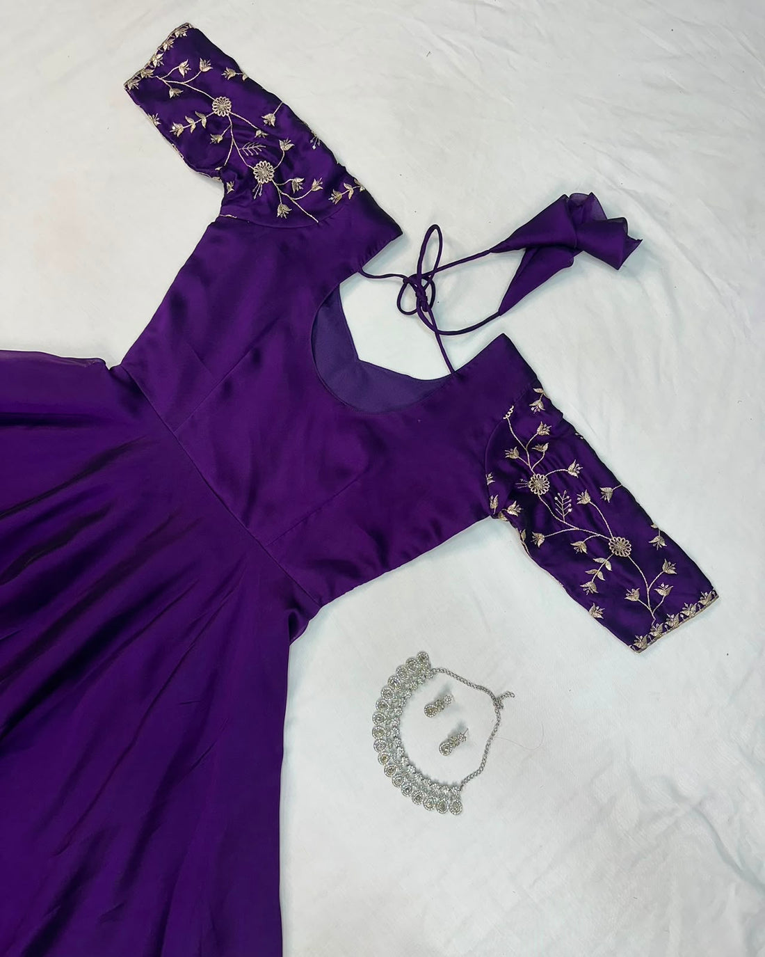 Ambika Silk Embroidered Festival Gown With Duppata