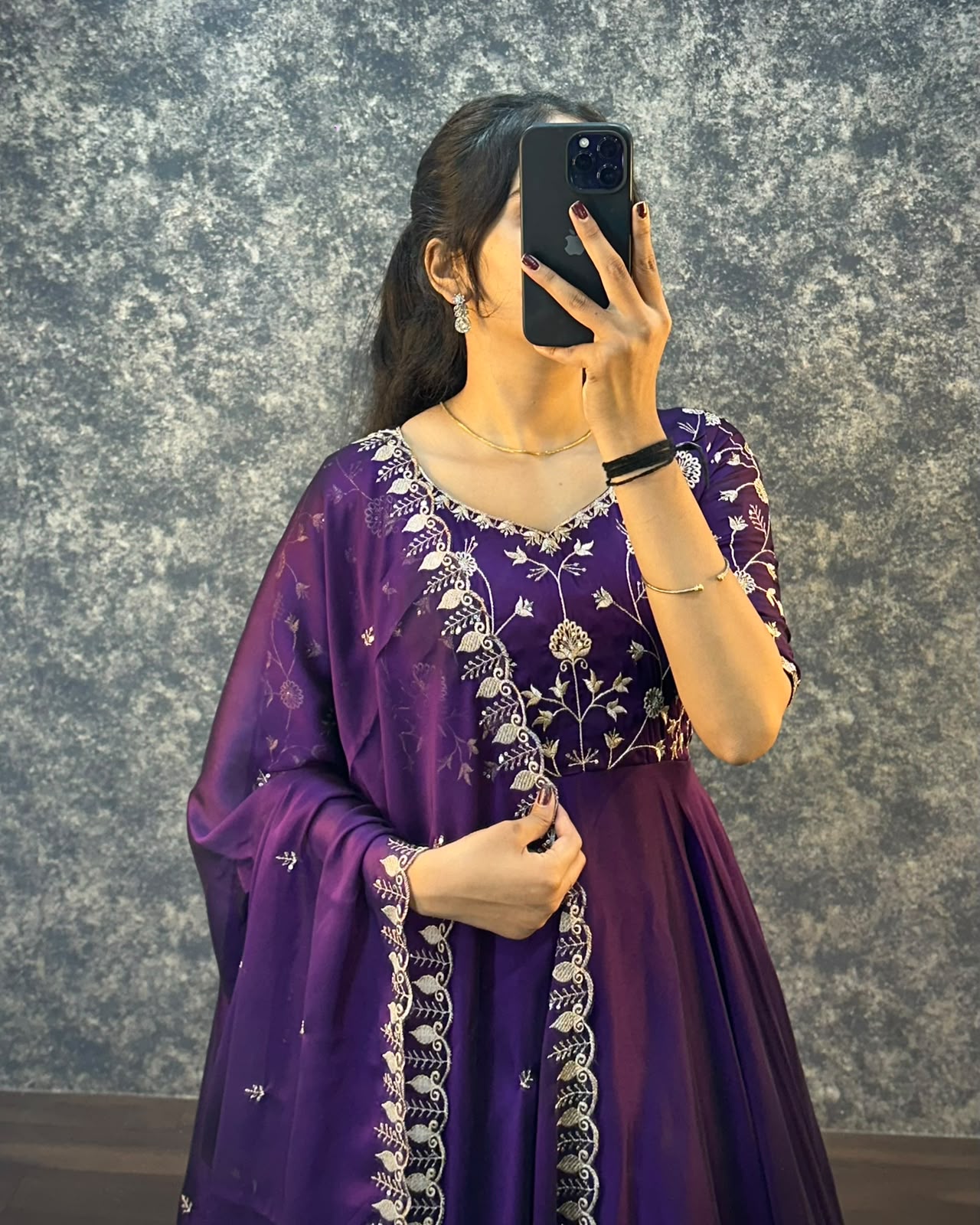 Ambika Silk Embroidered Festival Gown With Duppata