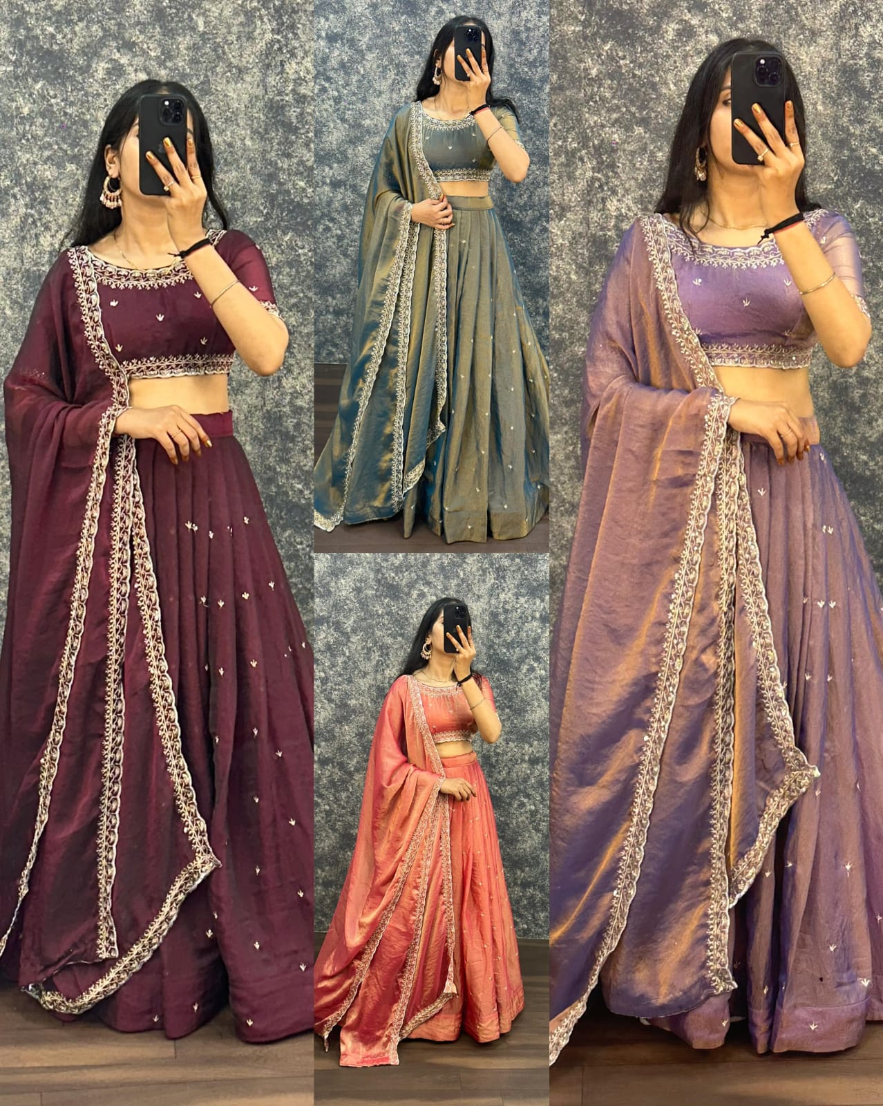 Tissue fabric lehenga