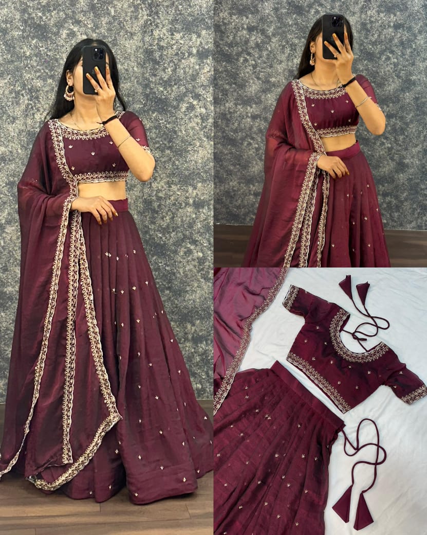 Tissue fabric lehenga