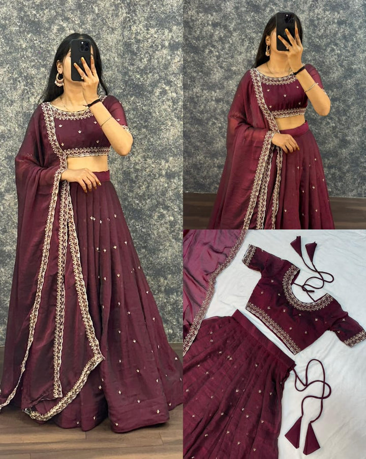 Tissue fabric lehenga