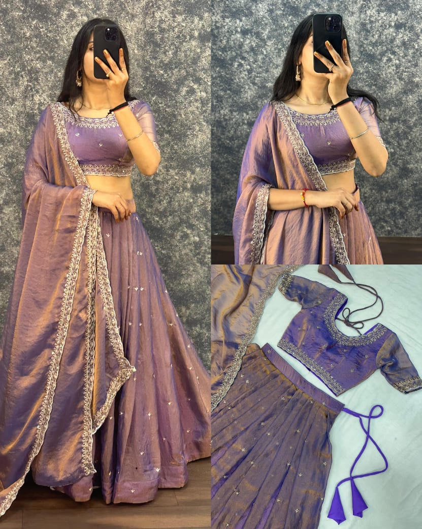 Tissue fabric lehenga