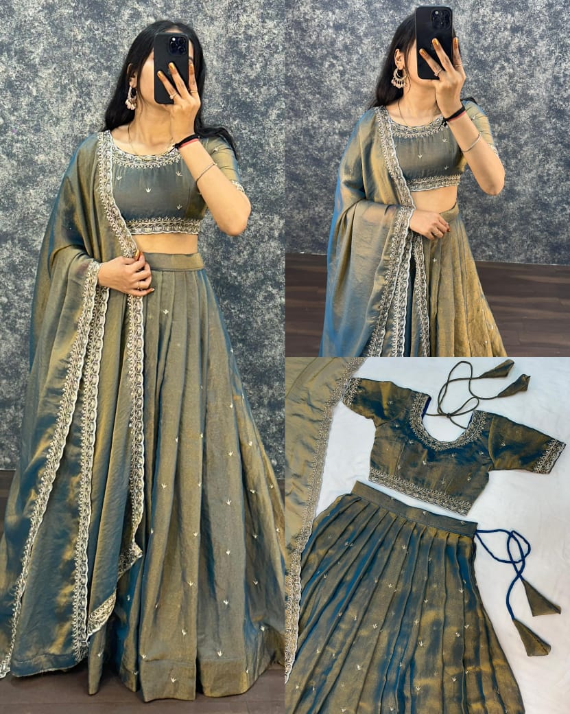 Tissue fabric lehenga