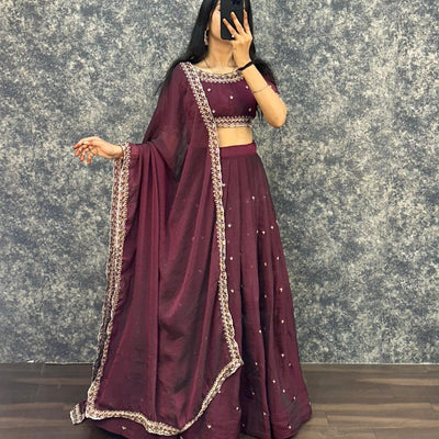 Tissue fabric lehenga