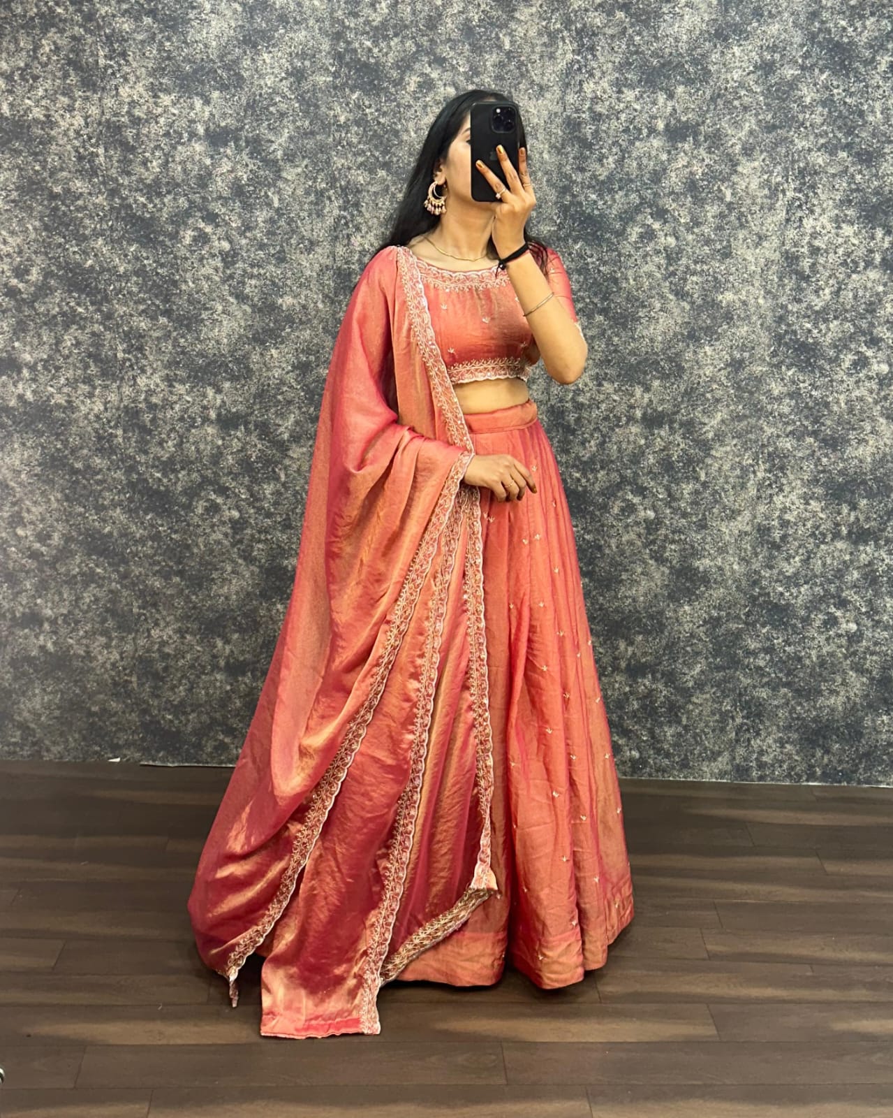 Tissue fabric lehenga
