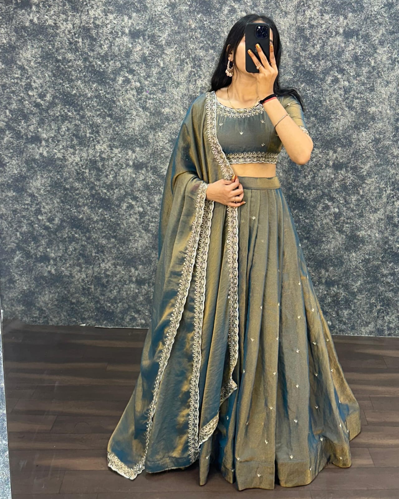 Tissue fabric lehenga