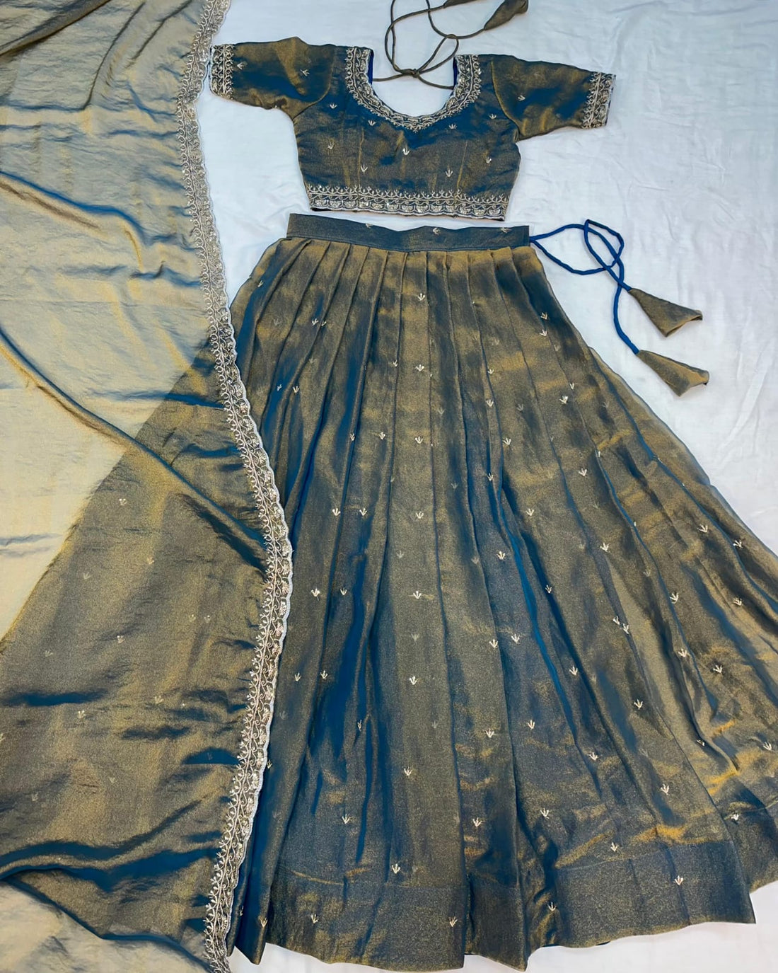 Tissue fabric lehenga