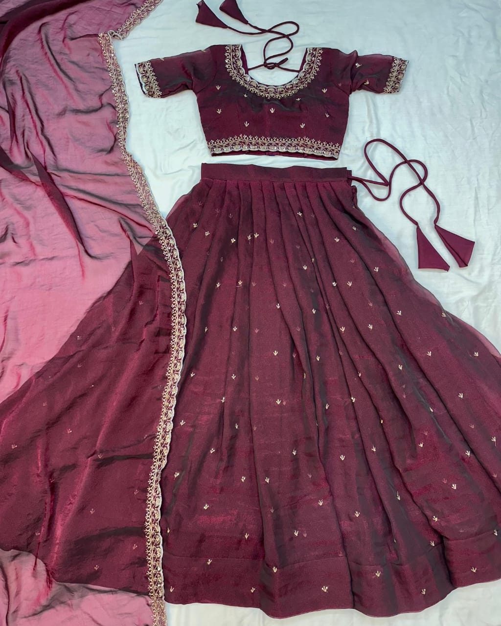 Tissue fabric lehenga