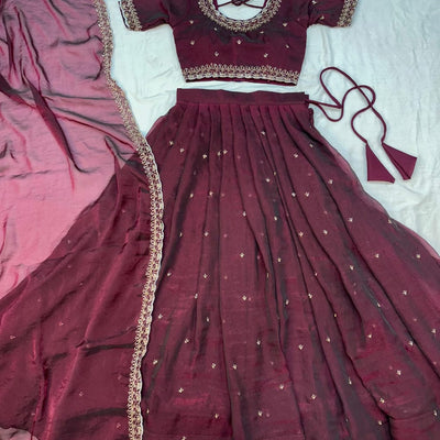 Tissue fabric lehenga