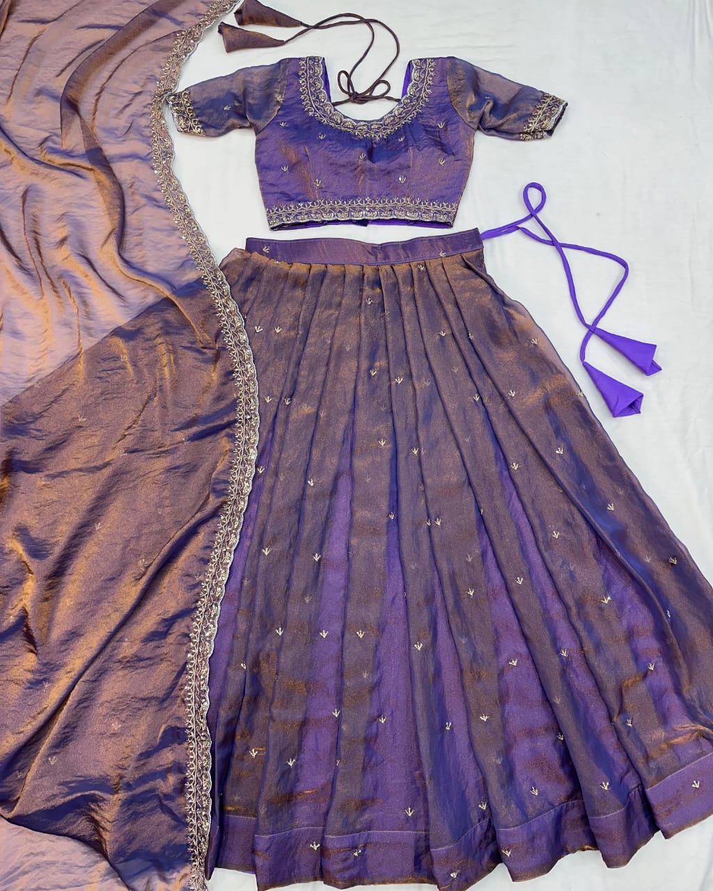 Tissue fabric lehenga