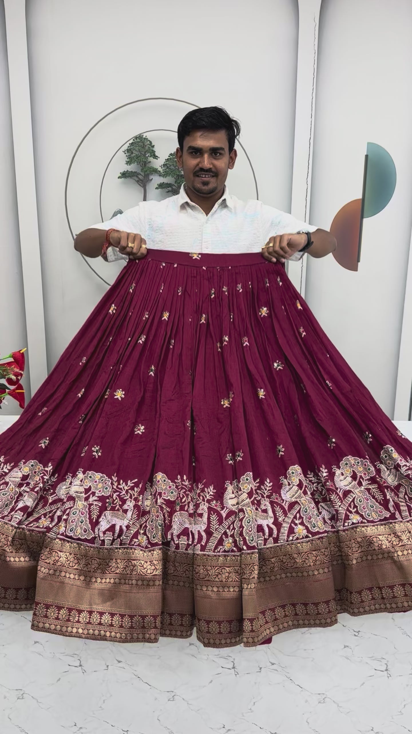 South Collection Pure Vichitra Silk Heavy Sequence & Thread Work Fully Stitched Lehenga Choli