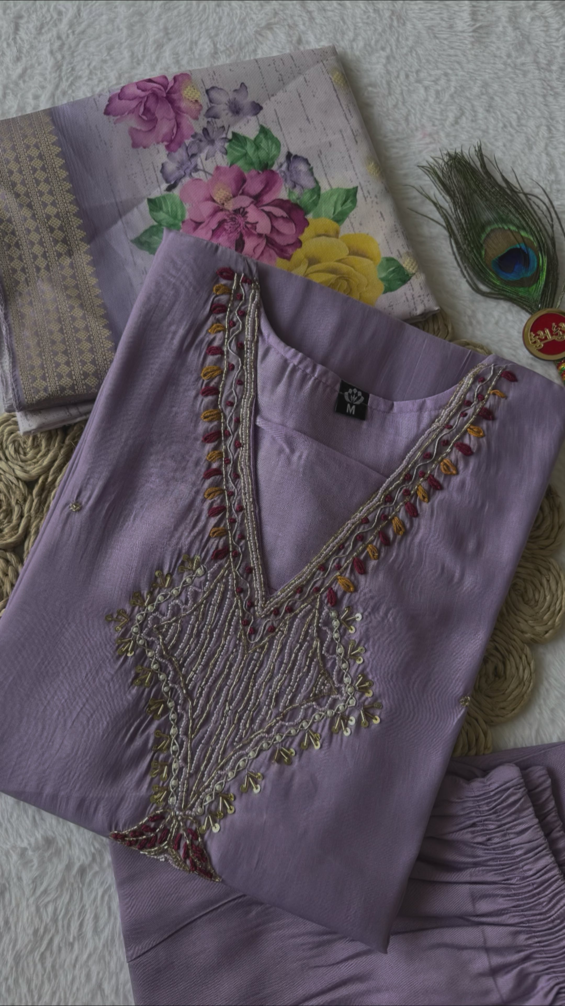 Premium Mul Chanderi Kurti With Duppata And Pant Set