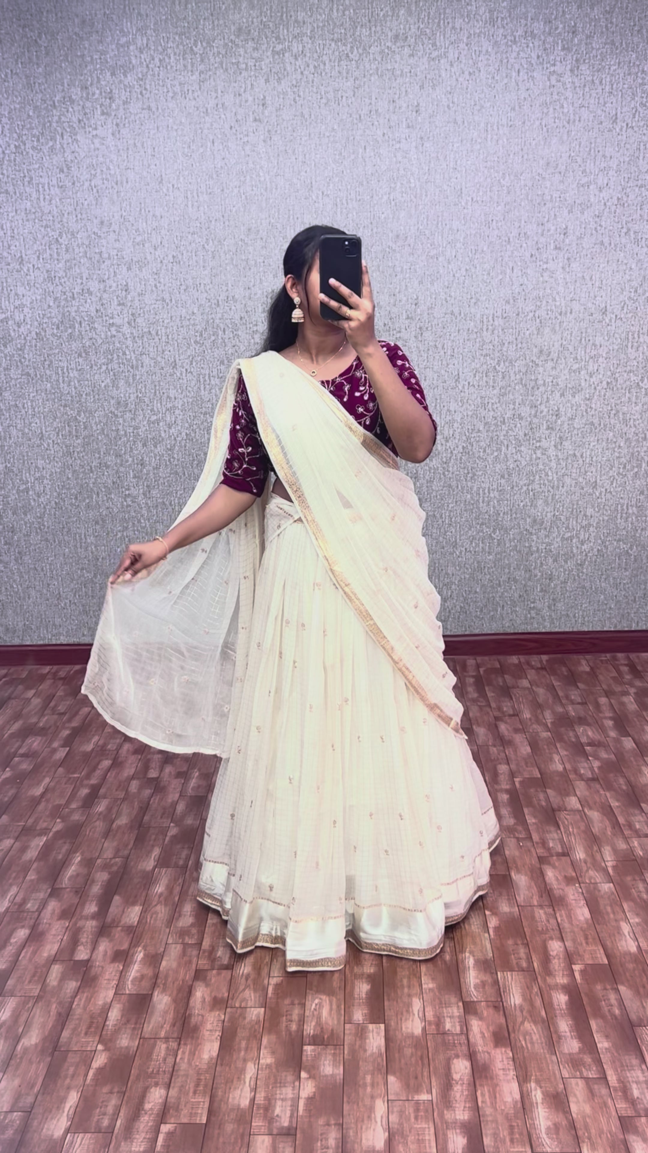 vintage pure viscos with Embodery sequence work Saree