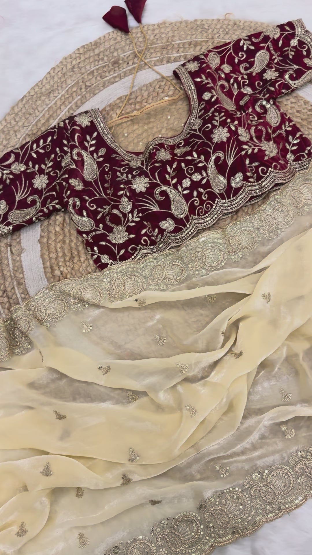 Party Wear Soft space silk  Satin Saree with heavy embroidery sequence Work Sare