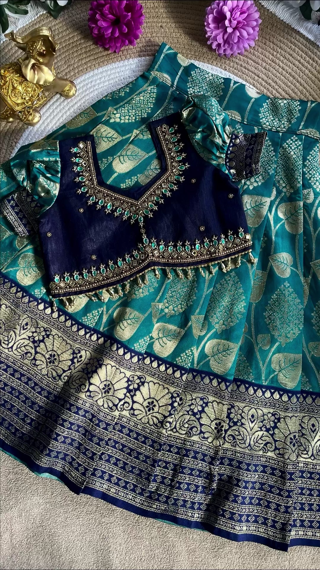 Royal Teal Blue Kids Lehengha-Choli