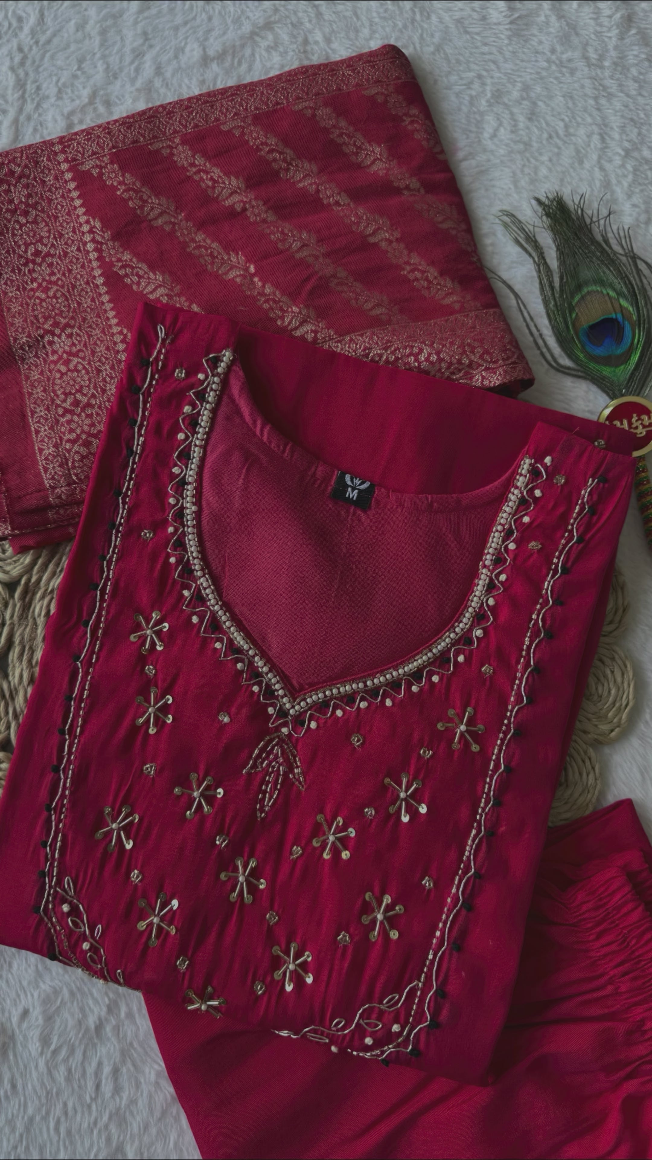 Premium Mul Chanderi Kurti Set With Duppata And Pant