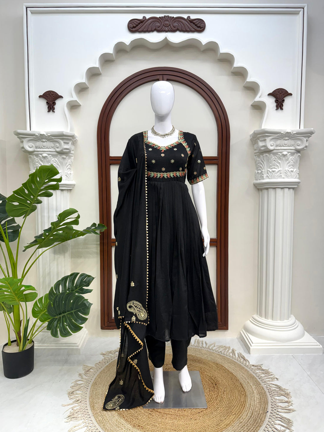 Party Wear Gown With Duppata and Pent Fabric Vichitra silk
