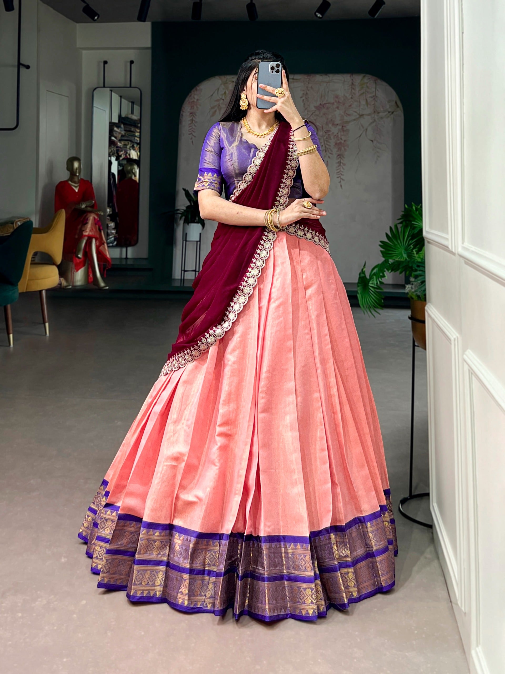 Royal Kanchipuram Semi stitched Lehenga Choli
