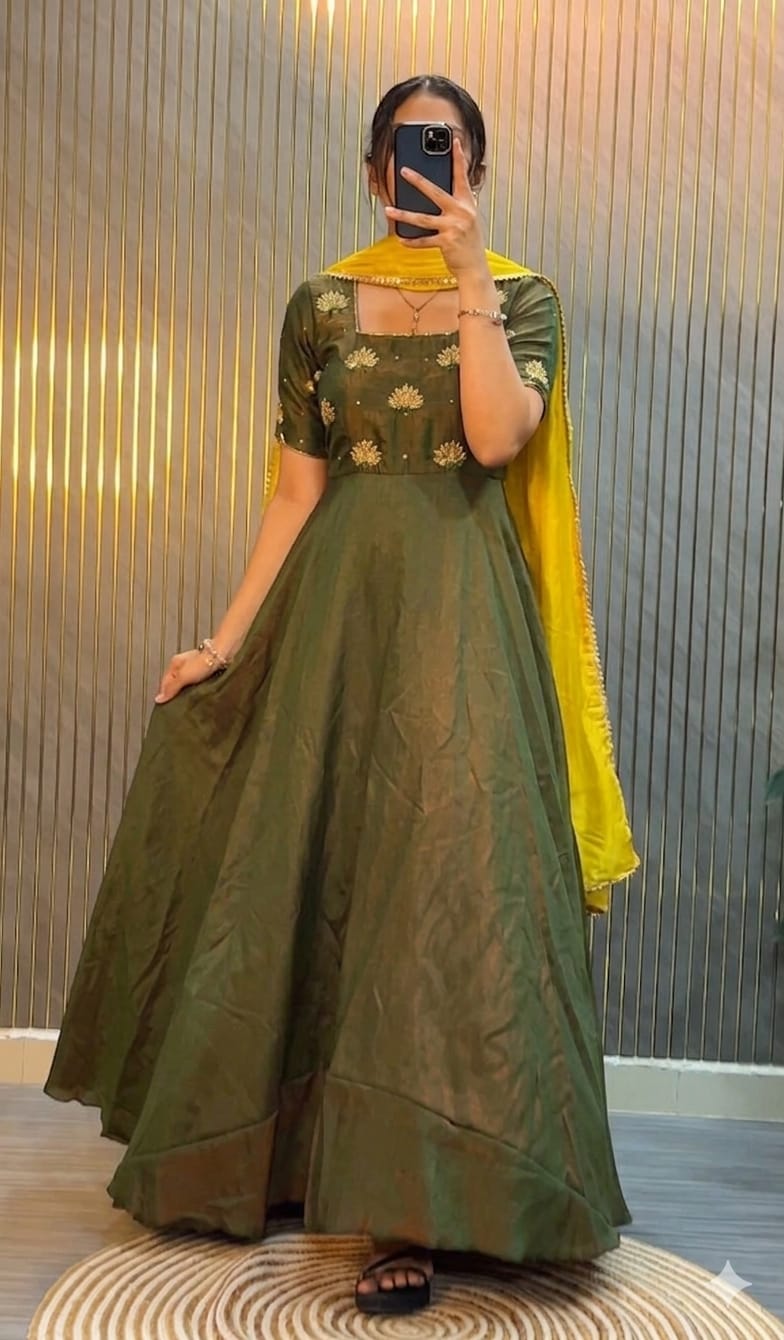 Designer Maggam Work Gown With Duppata