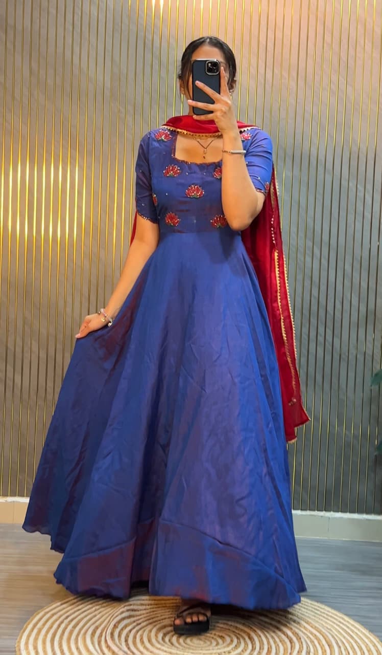 Designer Maggam Work Gown With Duppata