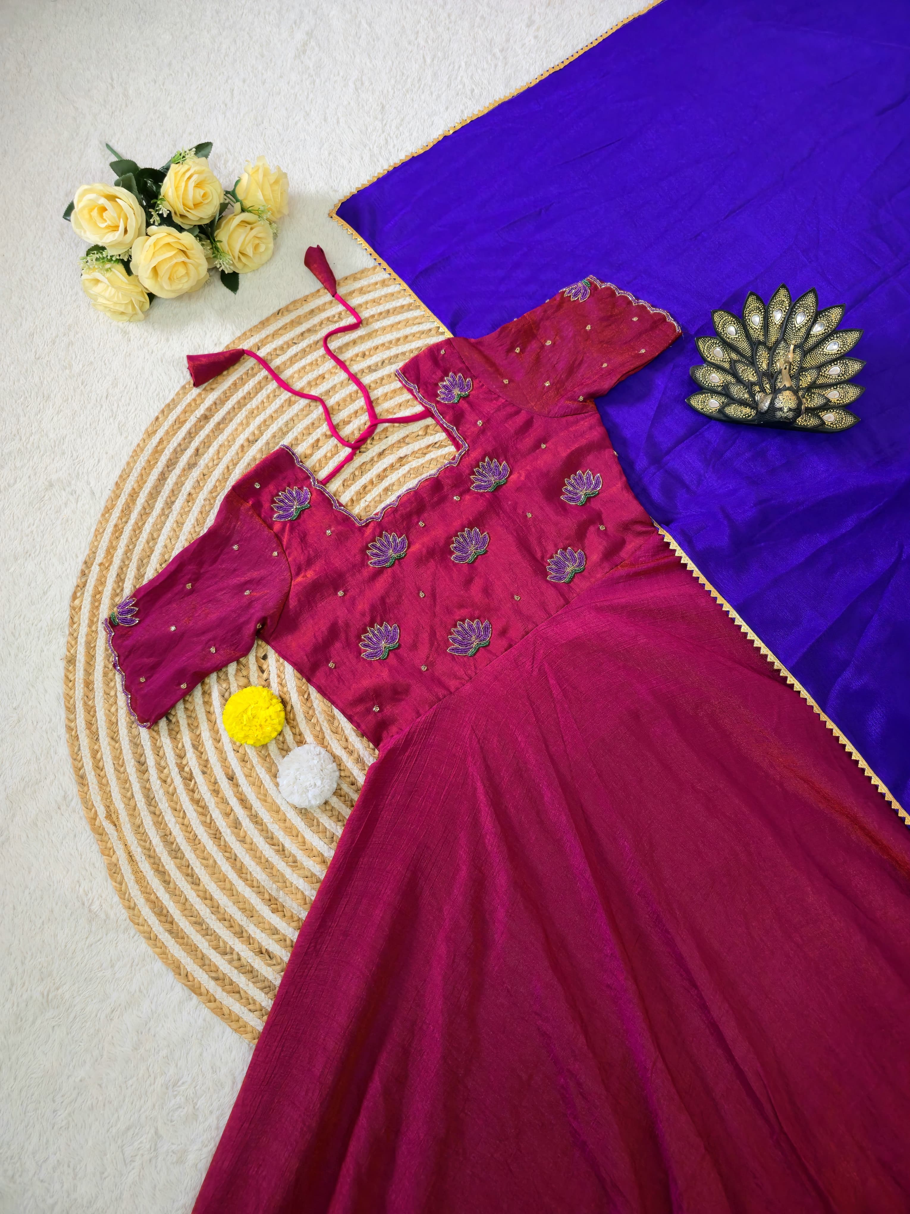 Designer Maggam Work Gown With Duppata