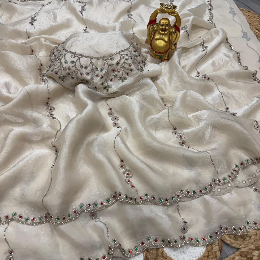 Space Silk Glamour: Jarkhan Work Festive Saree