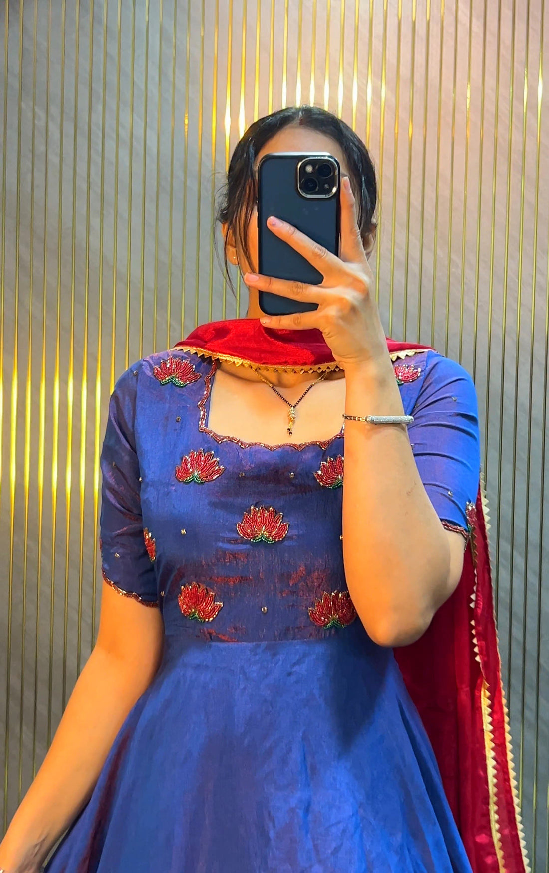 Designer Maggam Work Gown With Duppata